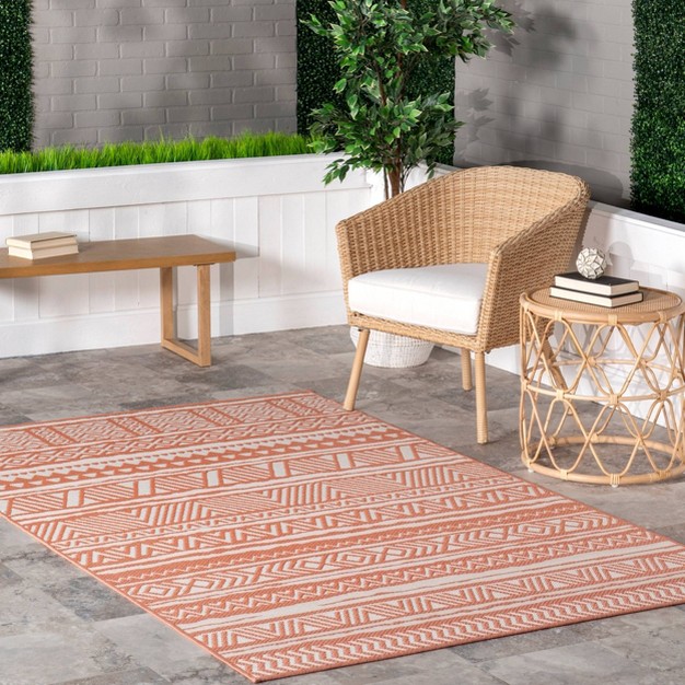 Nuloom Abbey Tribal Striped Indoor outdoor Area Rug Pink