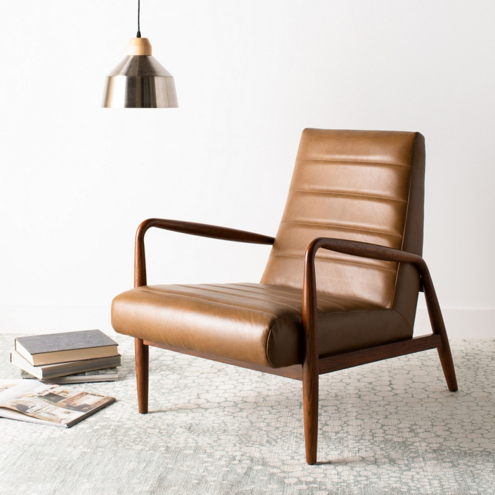 Sabello Channel Tufted Arm Chair Gingerbread / Dark Walnut   Midcentury   Armchairs And Accent Chairs   by Peachtree Fine Furniture  Houzz