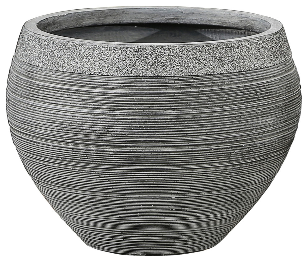 Stone Finish Pottery Bowl Planter (Small)   Transitional   Outdoor Pots And Planters   by Winsome House Inc.  Houzz