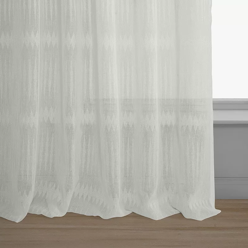 EFF 1-panel Polaris Patterned Linen Sheer Window Curtain