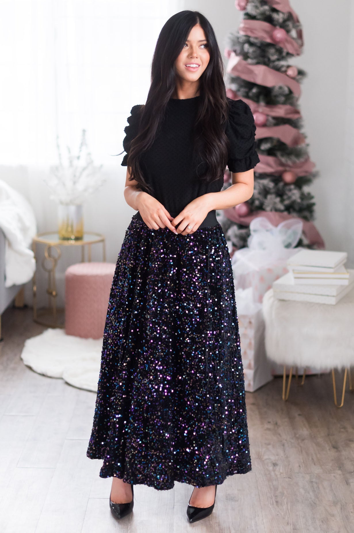 Magical Wishes Modest Sequin Maxi Skirt