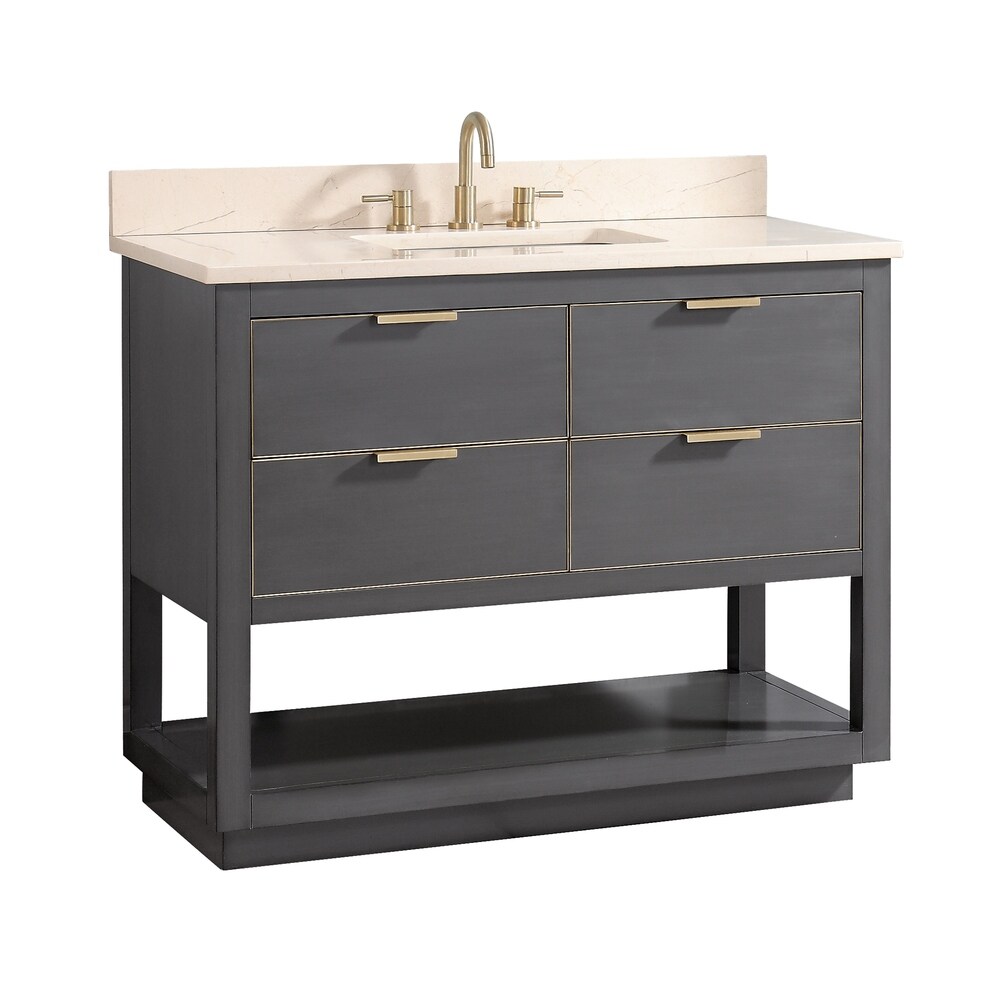 Avanity ie 43 in. Vanity Combo in Twilight Gray with Gold Trim