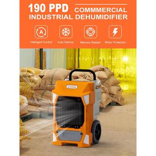 Runesay 190 pt. 7500 sq.ft. Auto Defrost Industrial Commercial Dehumidifier in. OrangesPeaches with Pump for Large Space DHOXR190B7132