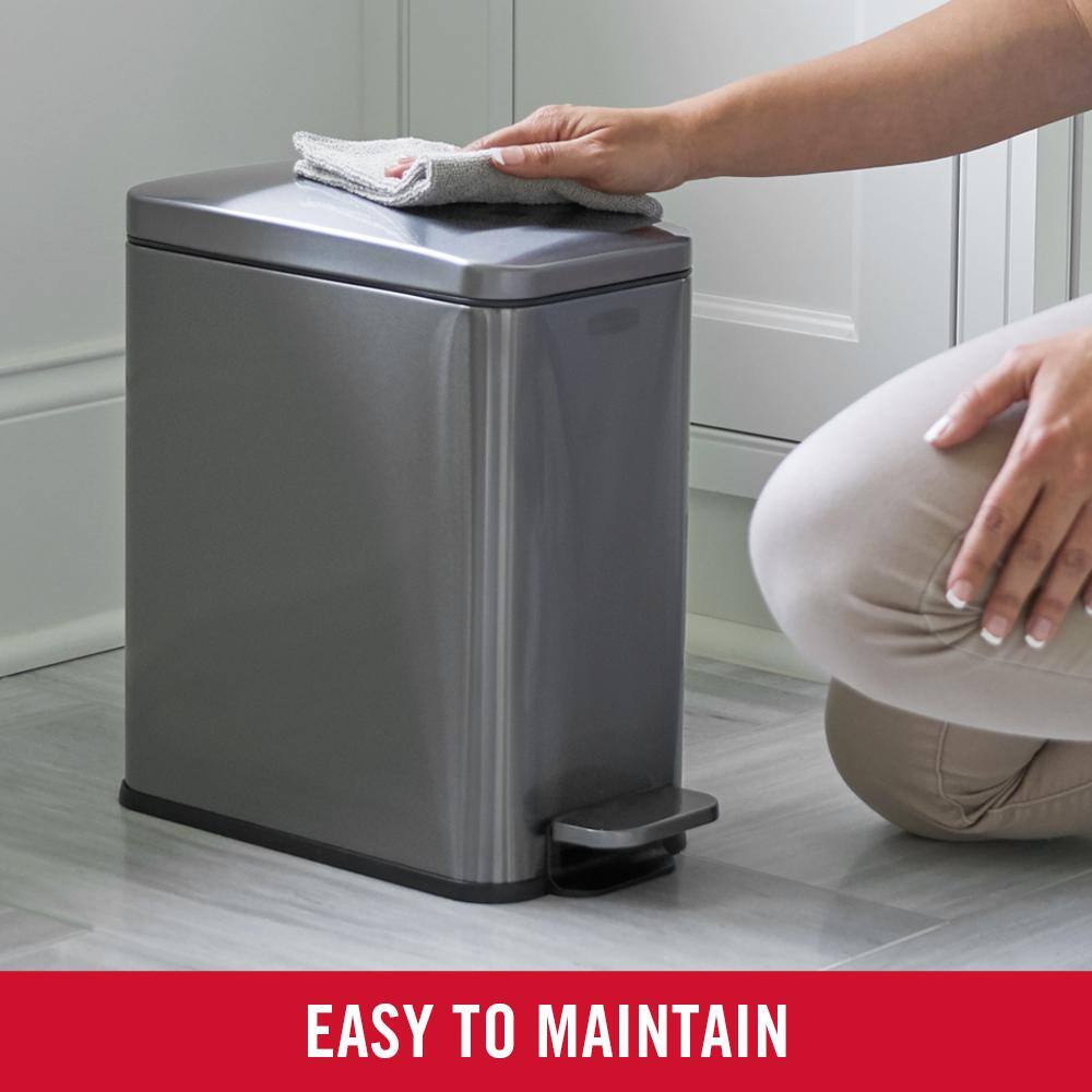 Rubbermaid 2.6 Gal. Stainless Steel Rectangular Step-On Household Metal Trash Can 2179281