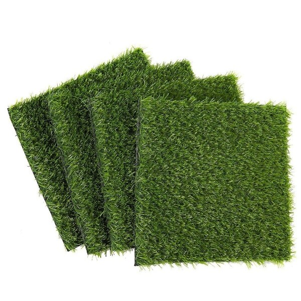 4 Pack Artificial Grass Turf Tiles for DIY Crafts，12x12 in Green Square Mats