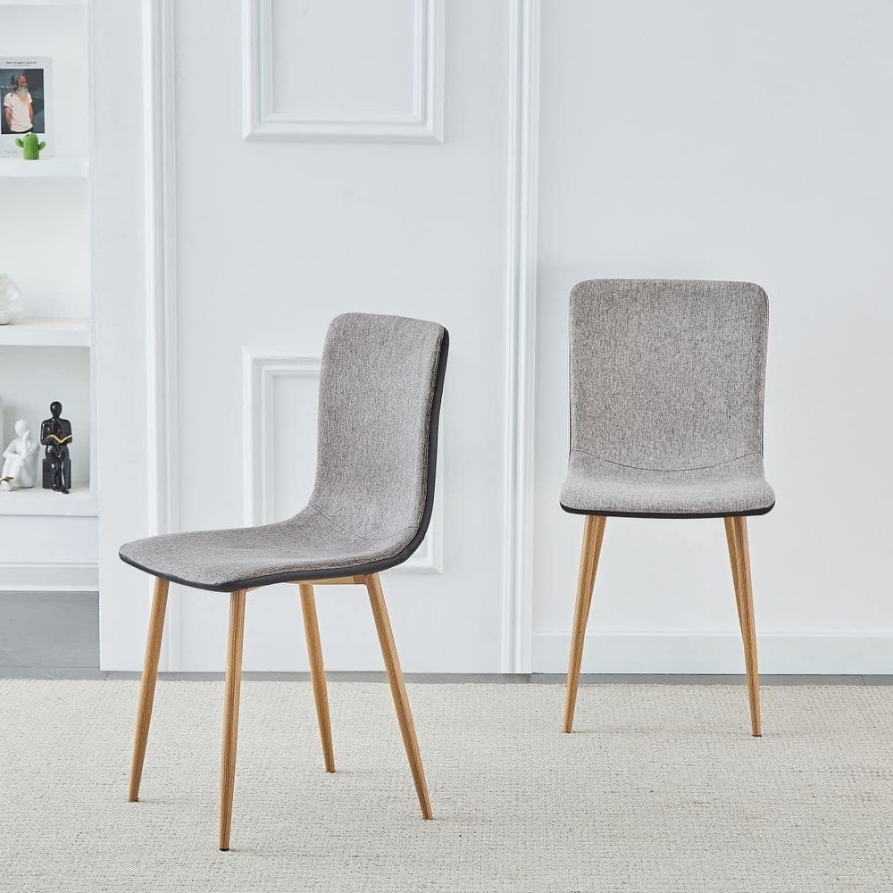 Scandinavian Dining Chair with Comfy Grey Fabric Cushion PU Back Sturdy Oak Legs