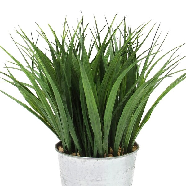 Artificial Wheat Grass Herb Plant in Metal Pot 9in