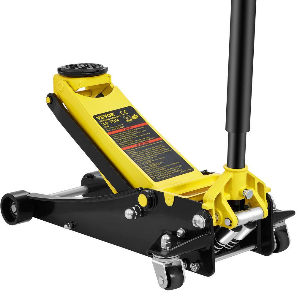 VEVOR 3-Ton 6600 lbs. Floor Jack Low Profile Racing Floor Jack with Dual Pistons Quick Lift Pump Lifting 3.35 in. to 19.69 in. SGWSQJDTSGK3TUZ4UV0