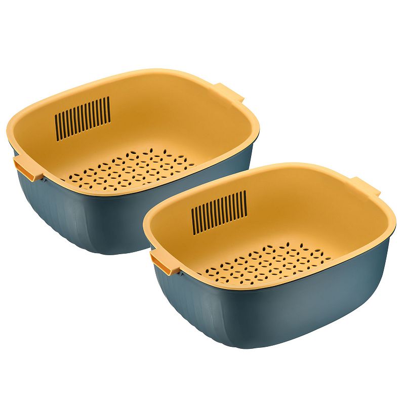 Plastic Colander Strainer Set 2PCS， Kitchen Food Strainer Basket