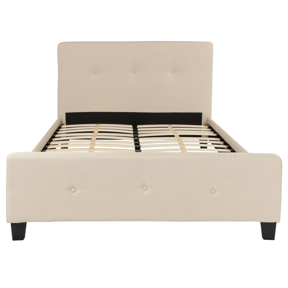 Button Tufted Upholstered Casual Style Platform Bed