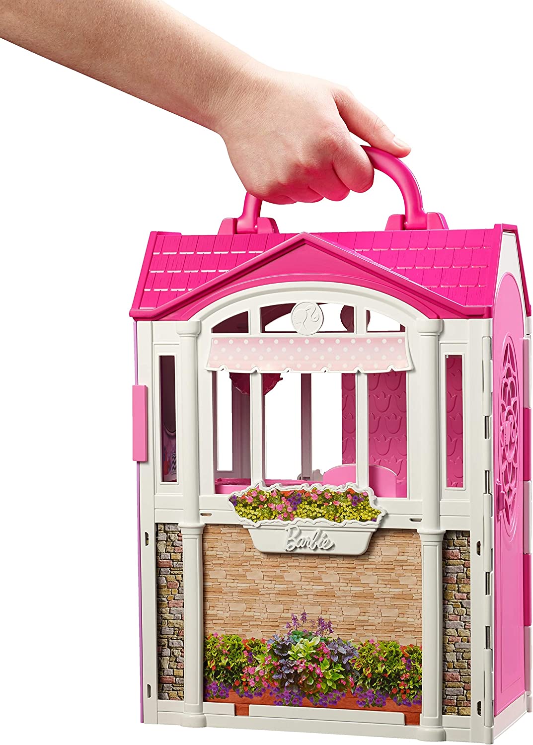 Barbie Glam Getaway Portable Dollhouse， 1 Story with Furniture， Accessories and Carrying Handle， for 3 to 7 Year Olds