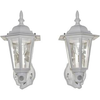 MAXSA 2-Light White Motion Activated Outdoor Integrated LED Wall Mount Sconce 49719-2PACK