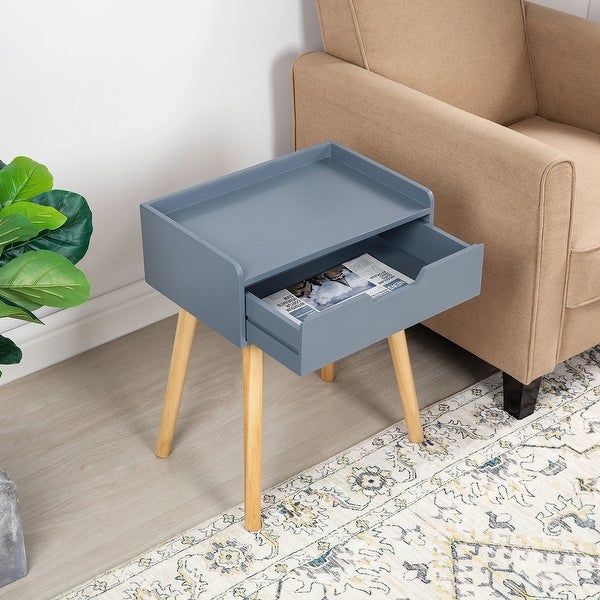 Wooden Floating Shelf End Table， Floating Shelf End Table with Storage Drawer