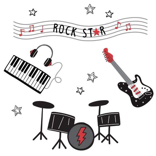 Lambs amp Ivy Rock Star Musical Instruments Wall Decals stickers Drums guitar