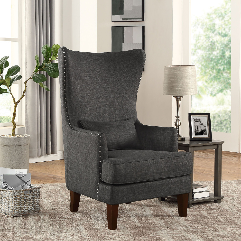 Kori Wingback Accent Chair with Nailhead Trim   Transitional   Armchairs And Accent Chairs   by Green Valley Homegoods  Houzz