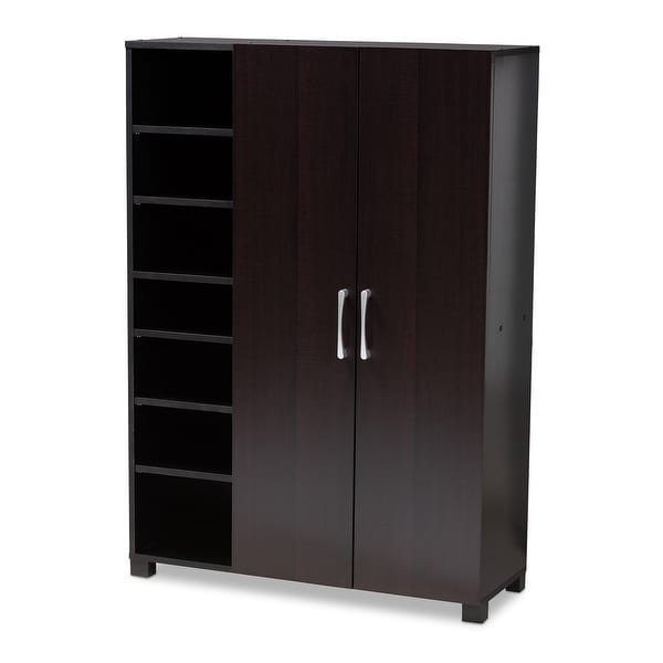 Contemporary Wenge Dark Brown Shoe Storage Cabinet - - 27147061