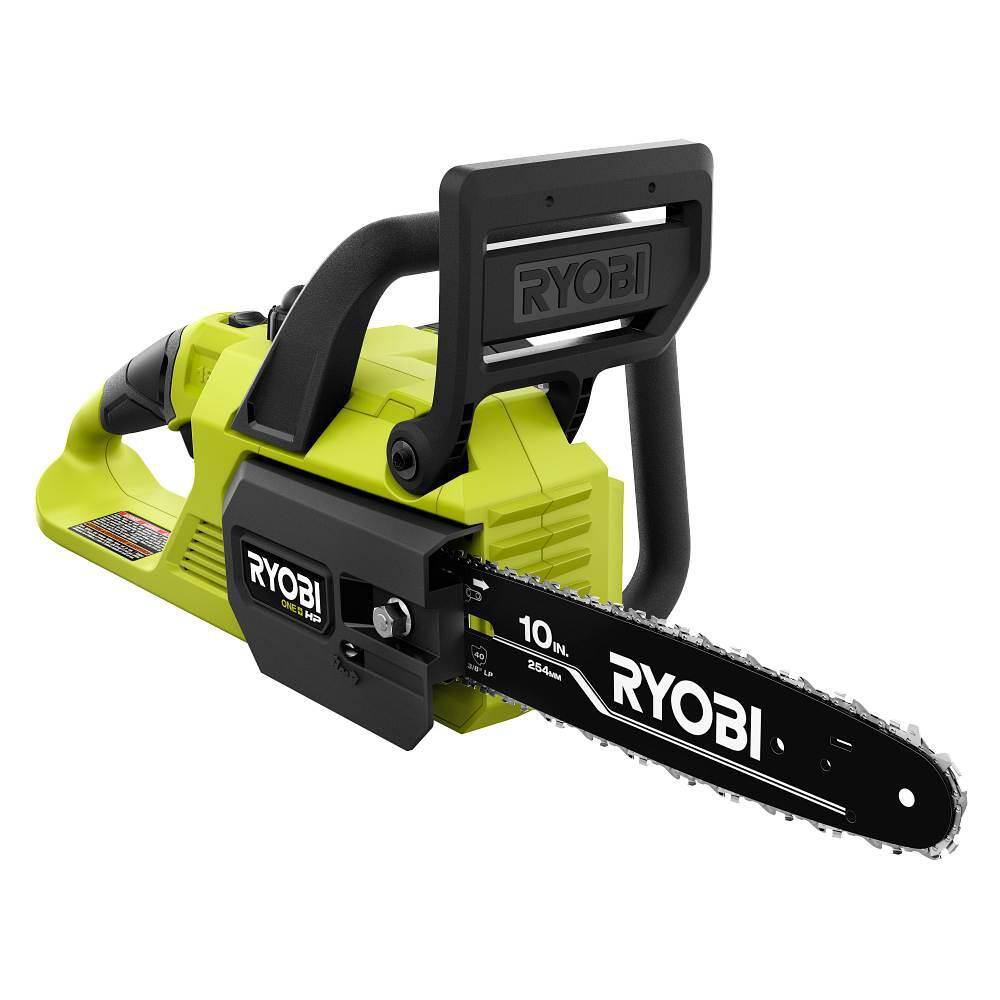 RYOBI ONE+ HP 18V Brushless 10 in. Chainsaw with ONE+ 18V 2.0 Ah Compact Battery and Charger P2502BTL-PSK005