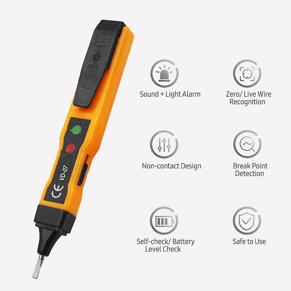 Non-contact Ac Voltage Tester Pen Ac 70-250v Dc 250v Portable Ncv Detector With Sound Light Dual Alarm， Zero/ Live Wire Recognition， Break Point Detec