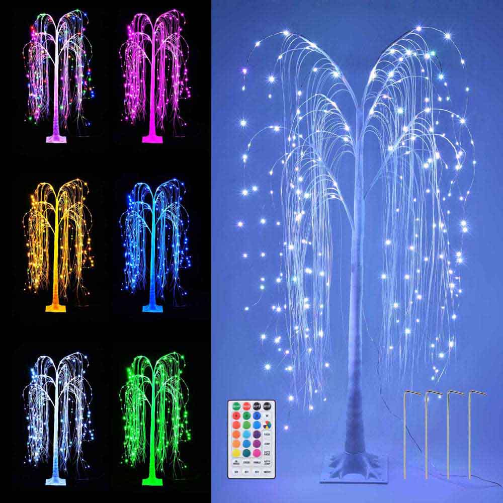 Yescom 5 Ft Lighted Willow Tree 216 LEDs Color Changing Christmas Decor