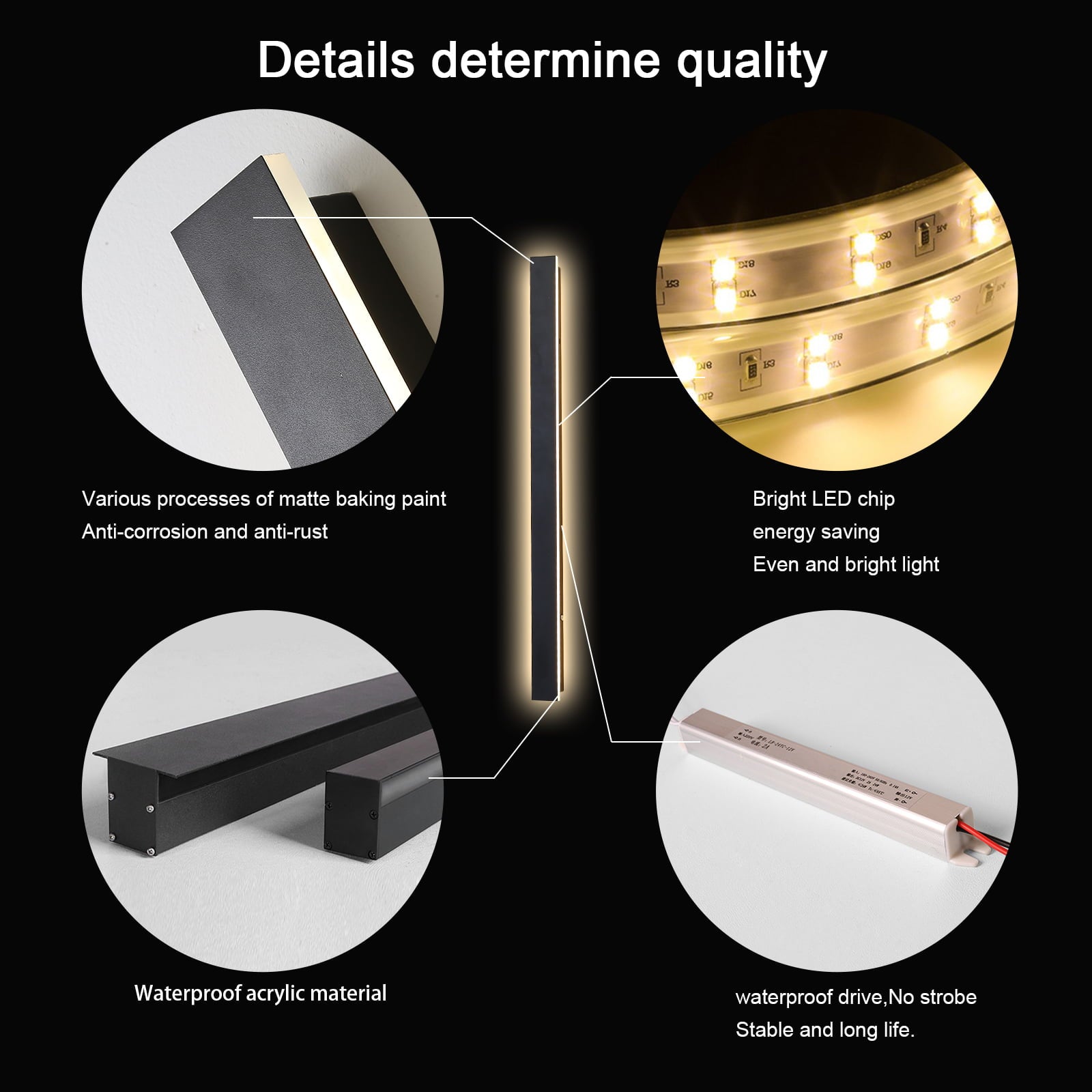 59 Inch Outdoor Long Wall Sconce, Long Led Porch Lights, Waterproof Ip65 Modern Linear Wall Light, 45W Rectangular Light Fixture Lamps Acrylic Anti Rust for Living Room, Porch, Patio, Garage