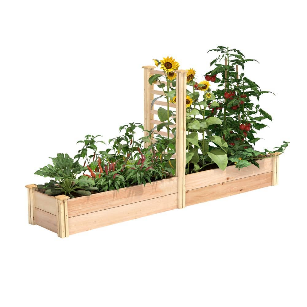 Greenes Fence 16 in. x 8 ft. X 11 in. Premium Cedar Raised Garden Bed with Trellis RC169612PTRE