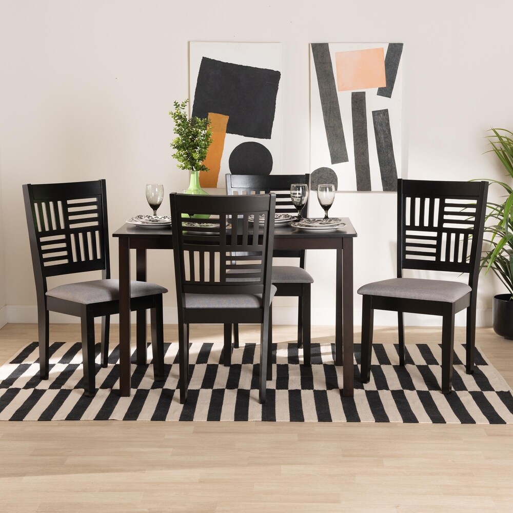 Deanna Wood Dining Set Grey/Dark Brown