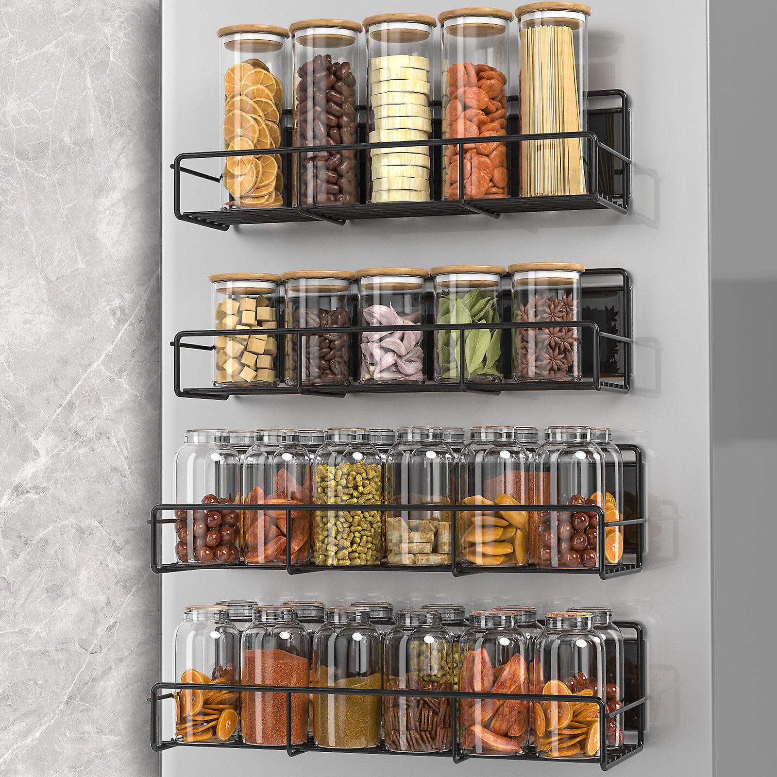 4 Pcs Magnetic Fridge Racks Spice Storage Rack Kitchen Storage Rack Magnetic Refrigerator Shelf