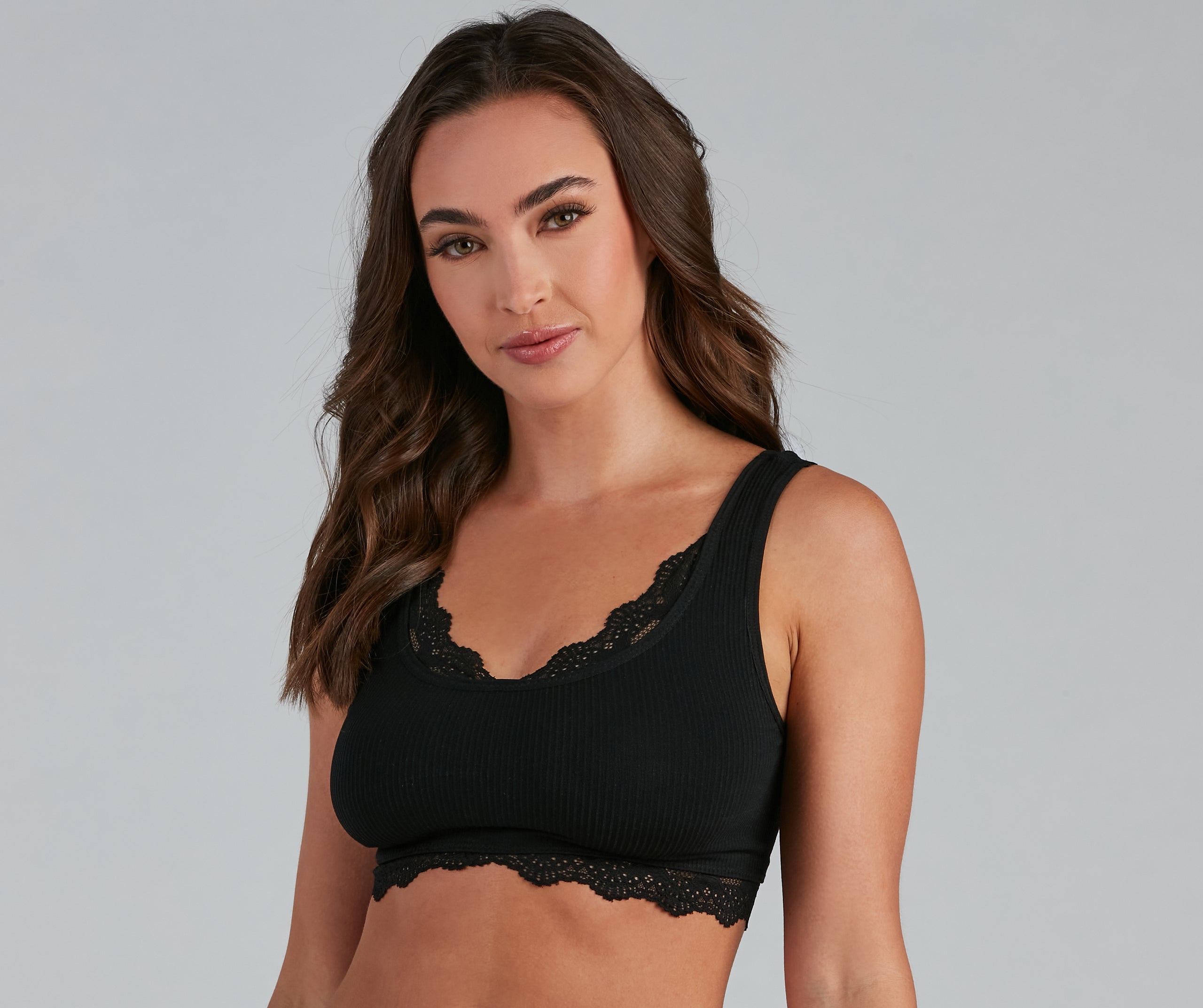 Flirty Lace Trim Scoop Neck Bralette