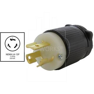 AC WORKS NEMA L6-15P 15 Amp 250-Volt 3-Prong Locking Male Plug ASL615P