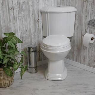 RENOVATORS SUPPLY MANUFACTURING Sheffield Corner 2-Piece 0.8 GPF1.6 GPF WaterSense Dual Flush Elongated Toilet in White with Slow Close Seat 10688