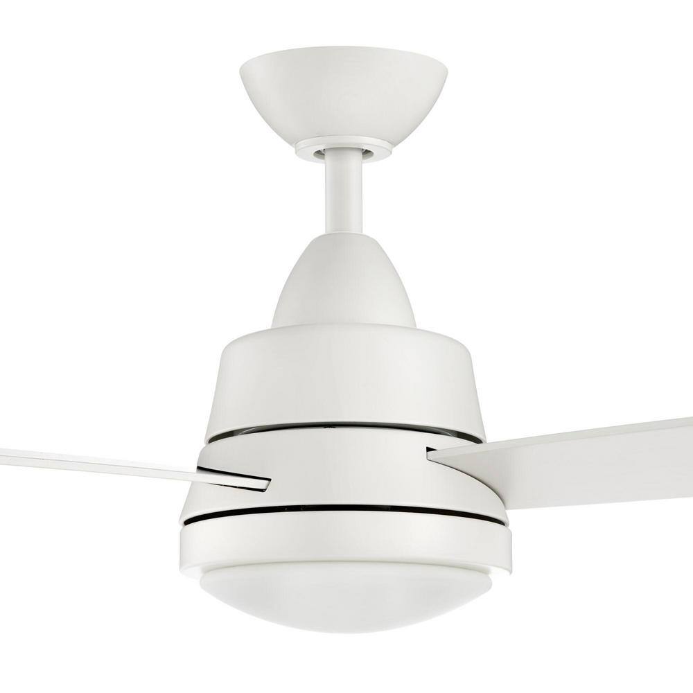 Hampton Bay Caprice 52 in. Integrated LED Indoor Matte White Ceiling Fan with Light Kit and Remote Control SW19151R MWH