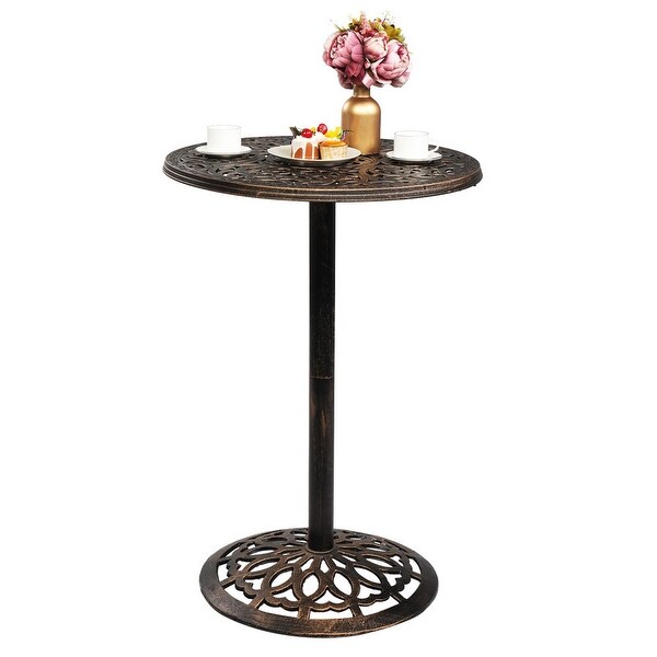 Outdoor Bistro Pub Table Round Patio Bar Height Cocktail Table Antique Bronze