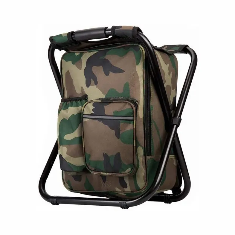 Multifunction Fishing Backpack Chair Portable Seat Hiking Camouflage Camp Stool Fold Cooler Insulated backpack cooler bag chair