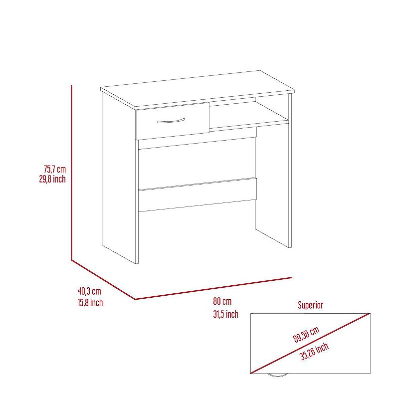 Plano Two Piece  Home office Set， One  Drawer， Four Shelves By Separated