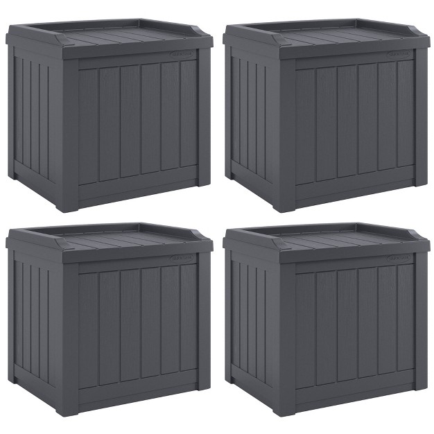 Suncast 22 gallon Indoor Or Outdoor Backyard Patio Small Storage Deck Box With Attractive Bench Seat And Reinforced Lid Cyberspace 2 Pack