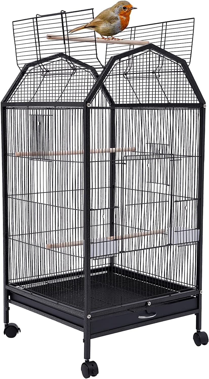 Miumaeov 360° Full Hollow Design Iron Bird Cage， Special Large Oversized Large Home Bird Cage for Tiger Skin Parrot Pachyderm Lovebird Budgie