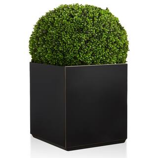 EDYO LIVING 24 in. Square Outdoor Metal Flower Planter Box HCMP006-BLK