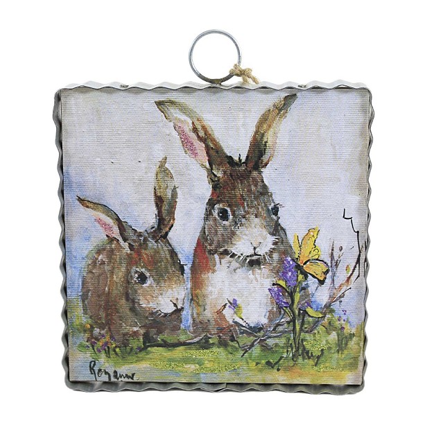 Round Top Collection Bunny Butterfly Love One Mini Frame 7 0 Inches Rabbit Easter Spring E22063 Wood Brown