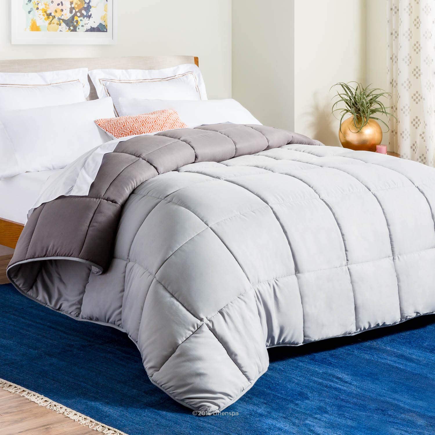 All-Season Quilted Comforter - Corner Duvet Tabs - Hypoallergenic - Plush Microfiber Fill - Machine Washable - Duvet Insert