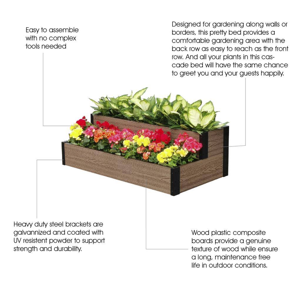 EverBloom 45 in. L x 24 in./12 in. W x 7 in./14 in. H Composite Cascade Wallside Garden Bed R0714C4524