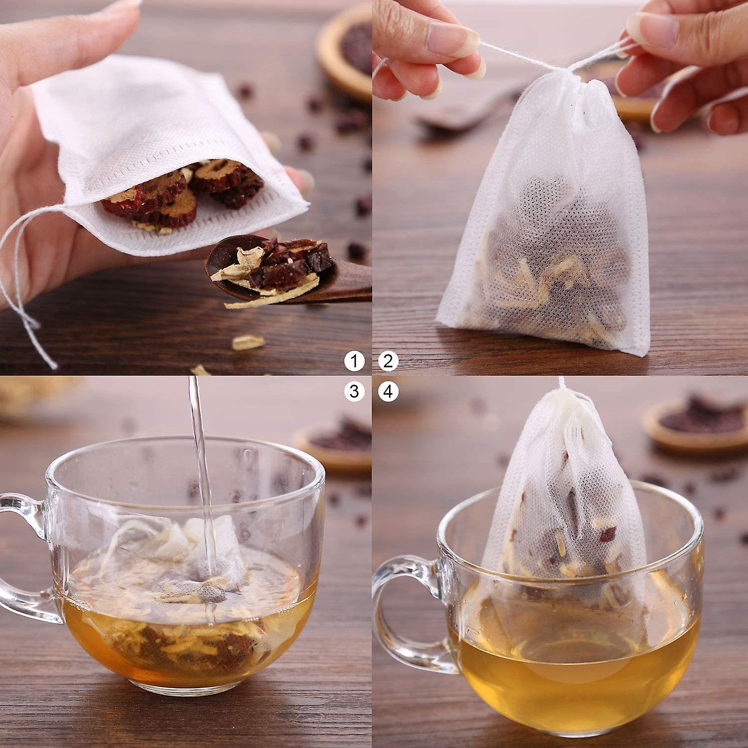 300 Pcs Drawstring Tea Filter Bags， Disposable Empty Cotton Filter Bags For Loose Tea 3.94 X 3.15 Inch