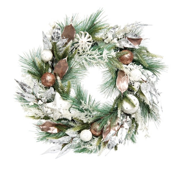 Transpac Artificial 24 In Multicolored Christmas Glow Holiday Wreath