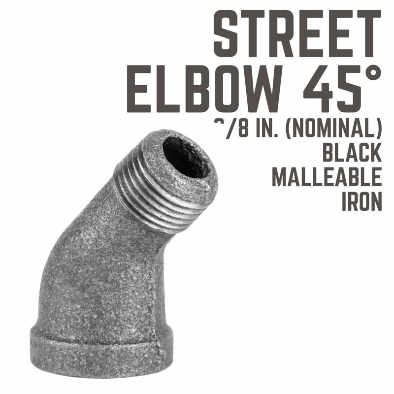 ELBOW 45D STRT BLK 3/8