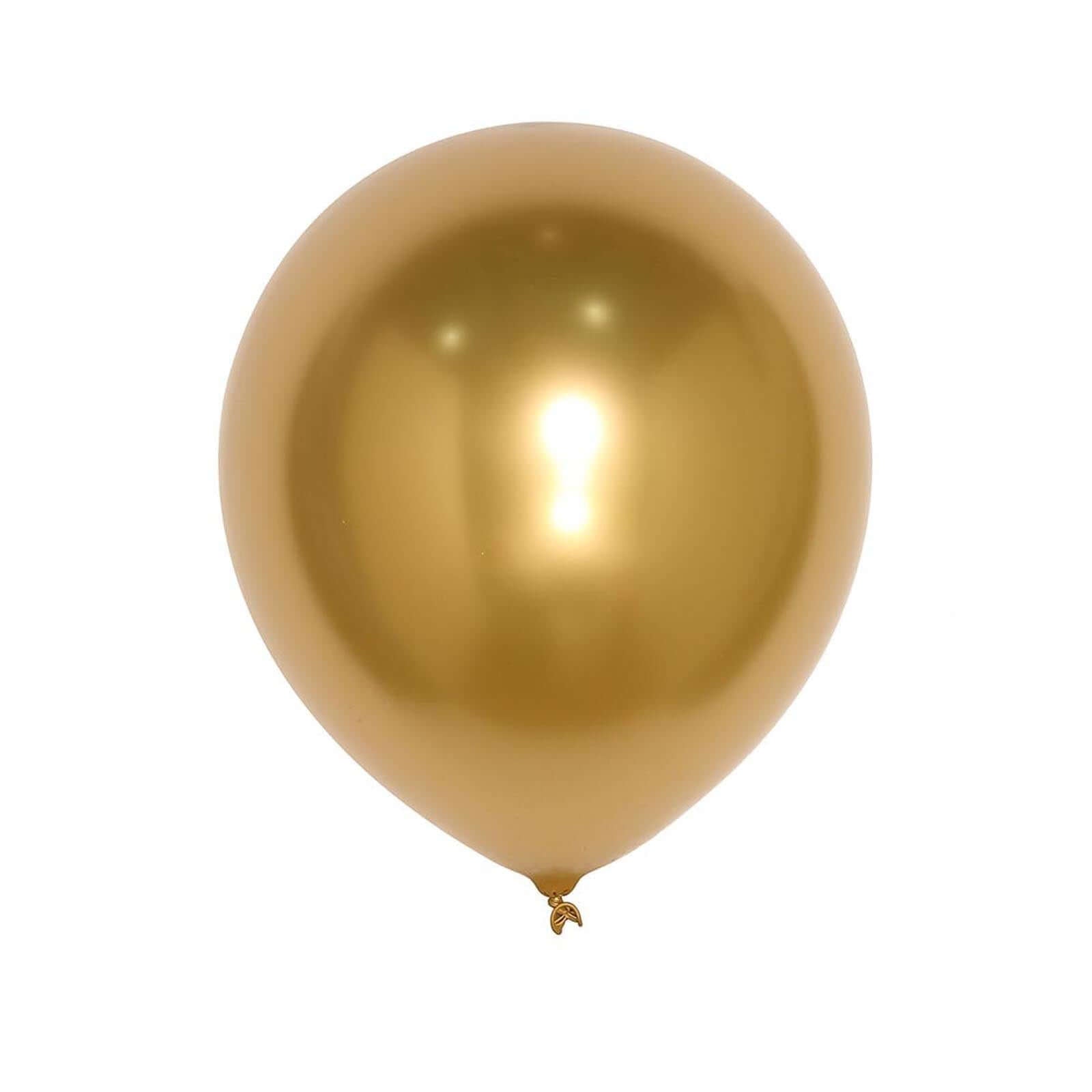 25 Pack Metallic Chrome Gold Latex Helium or Air Party Balloons 12