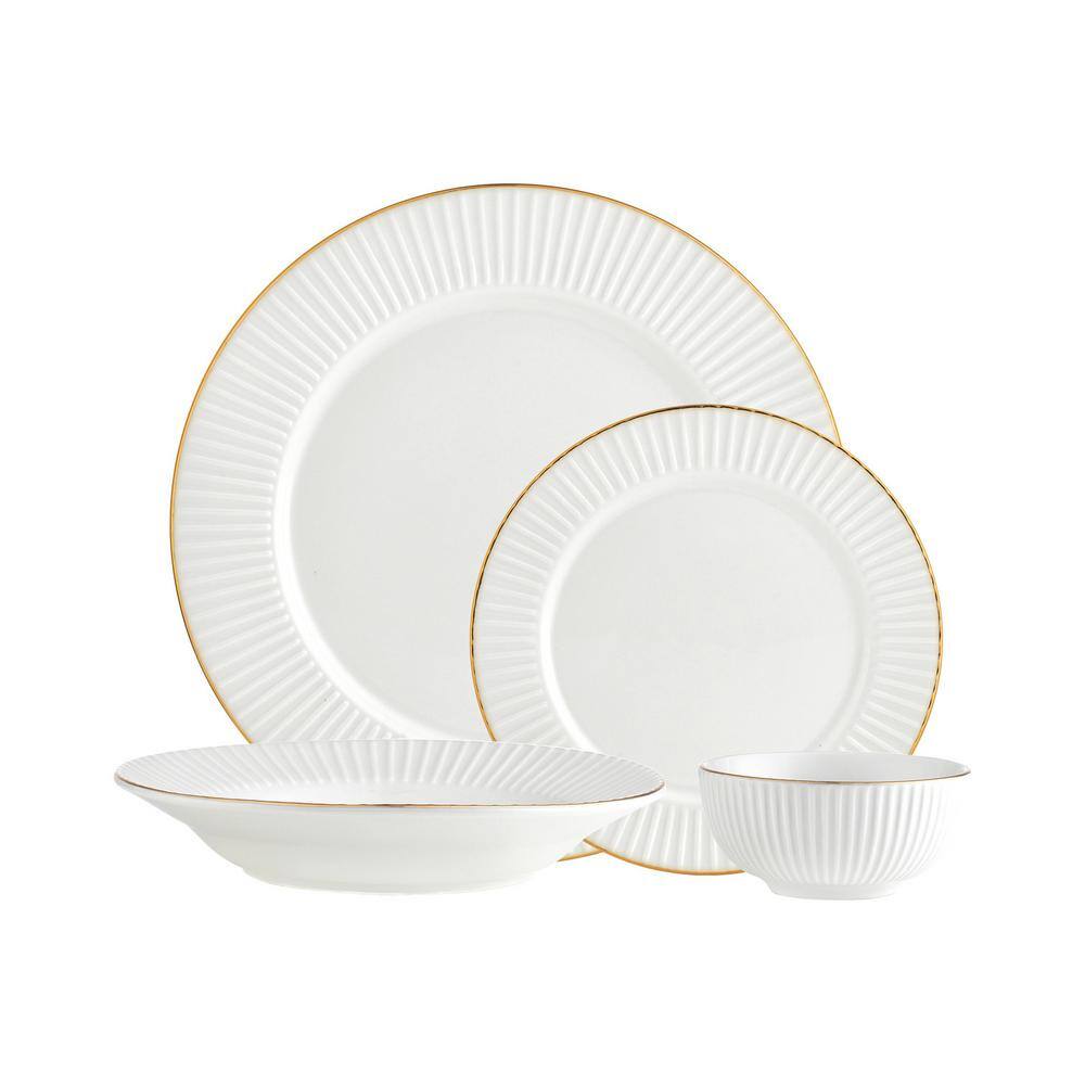 Godinger 16-Piece Seasonal Gold Porcelain Dinnerware Set (Service for 4) 82866