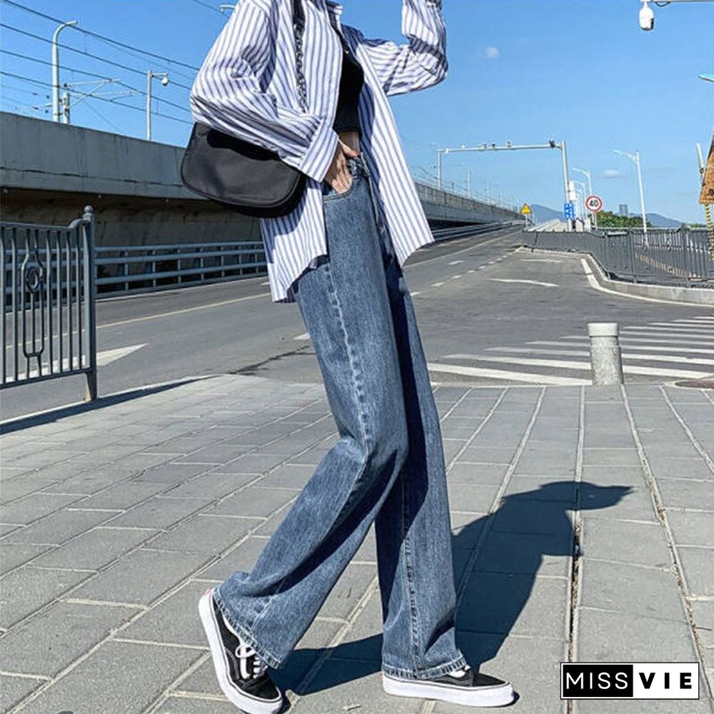 Woman Jeans High Waist Clothes Wide Leg Denim Clothing Blue Streetwear Vintage Quality Fashion Harajuku Straight Pants