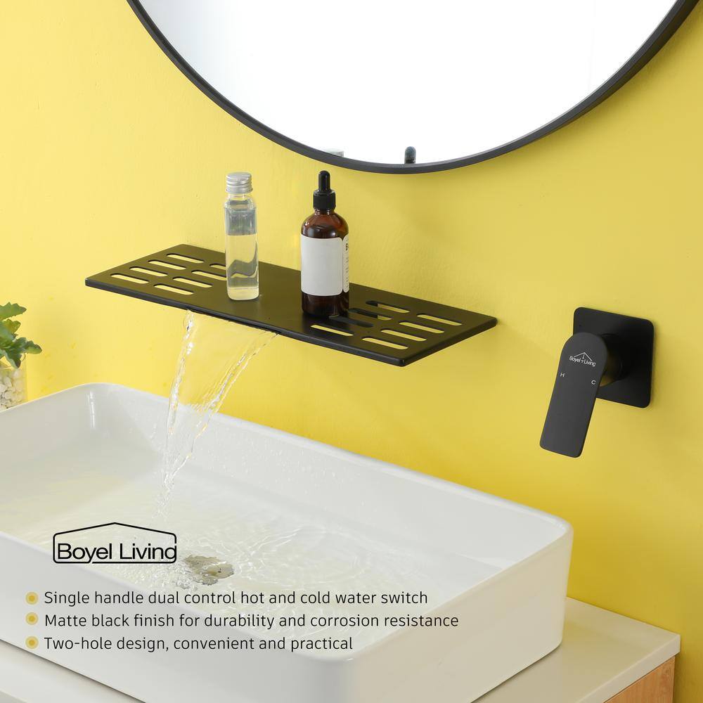 Boyel Living Single Handle Wall Mounted Faucet with Valve in Matte Black SMD-2417B