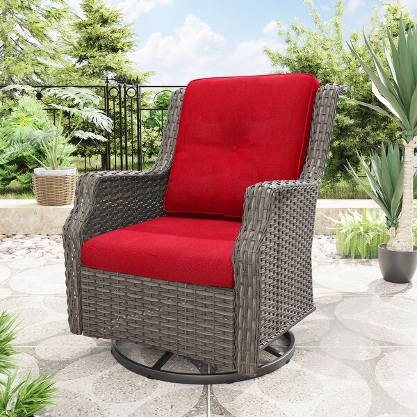 Cozywor Wicker Patio Outdoor Lounge Chair Swivel Rocking Chair (Set of 1)