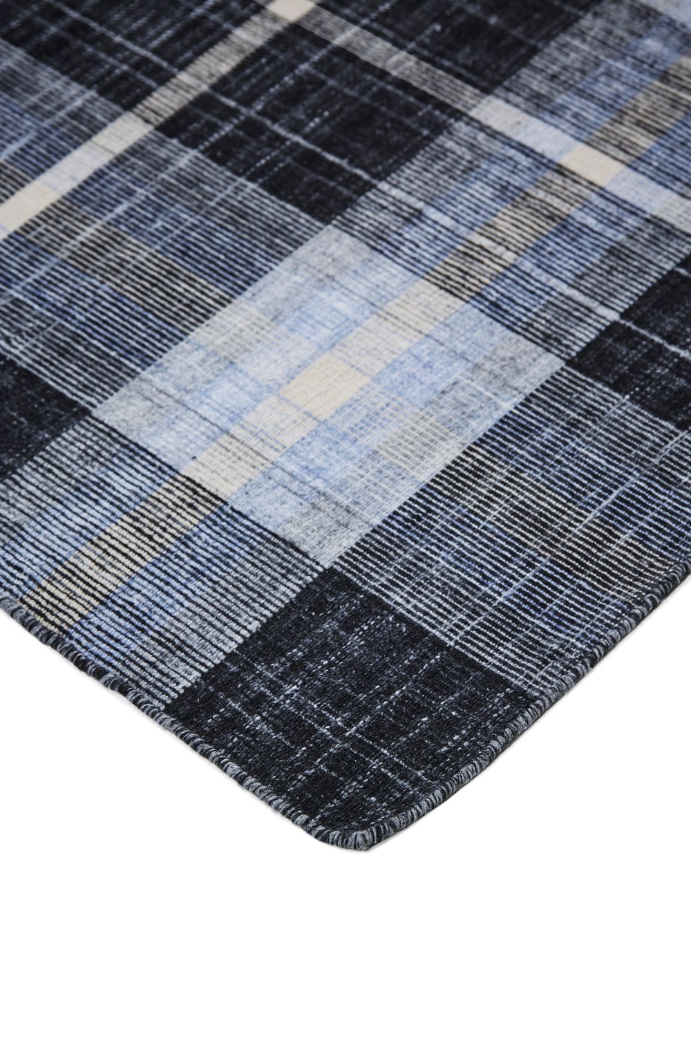 Jens Hand Woven Black and Blue Rug by BD Fine