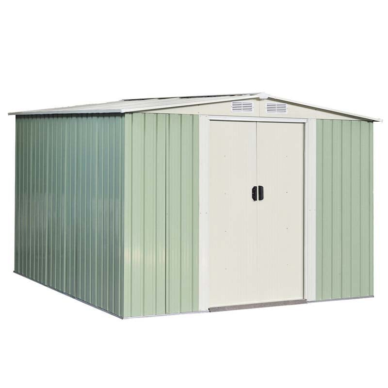 8 x 8 FT Outdoor Storage Shed Garden Tool Bike Shed, Galvanized Metal Shed with Air Vent & Slide Door